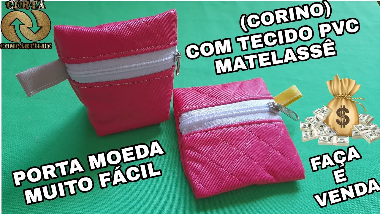 Porta moeda com (CORINO) PVC MATELASS&Ecirc; simples e f&aacute;cil de fazer