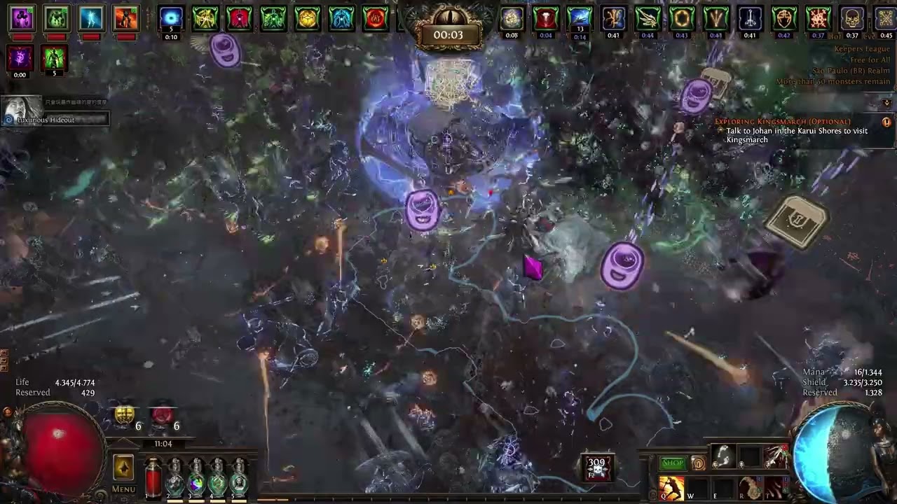 Golden Charlatan CoC HH Elementalist |  Ghostbuster strat with 110% pack size (PoE 3.27 Keepers)