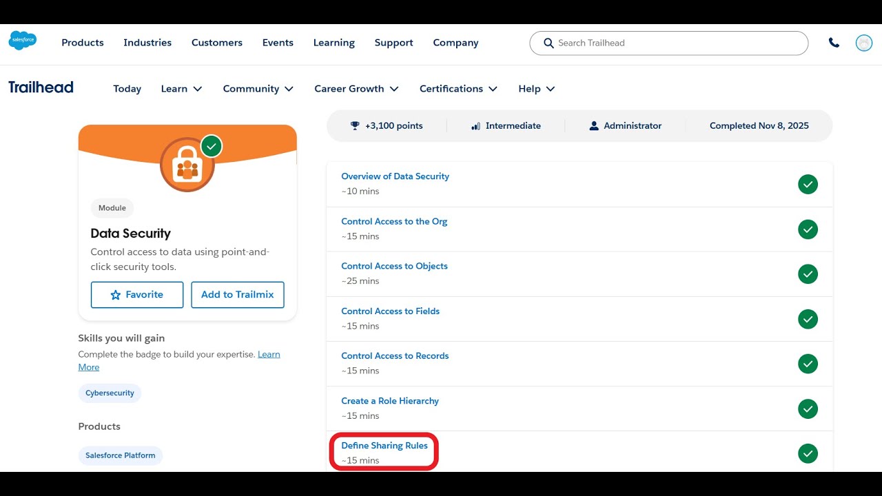 Определение правил совместного доступа | Безопасность данных | Trailhead | Salesforce | Виртуальн...