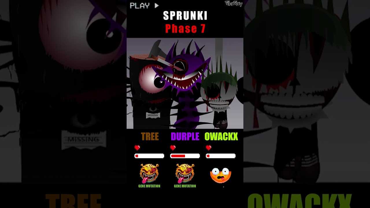HP Bar | Status Emoji TREE DURPLE OWACKX in 1-15 Phases #sprunki  #incredibox