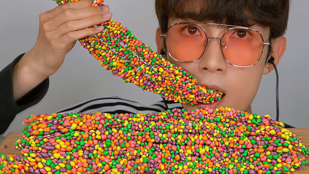 ASMR CRUNCHY ROPE 로프 젤리 사탕 먹방 MUKBANG JELLY CANDY EATING SOUNDS ロープゼリー