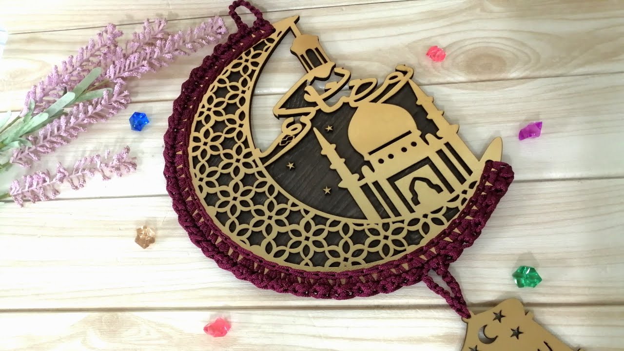 زينه رمضان كروشيه / هلال خشب بالكروشيه بخيط السلسله