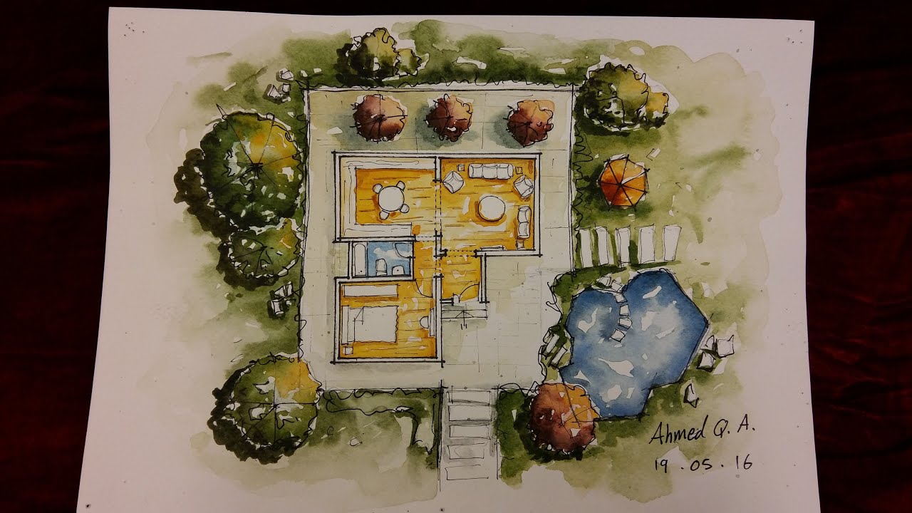 Ground Floor Plan Rendering by Watercolour