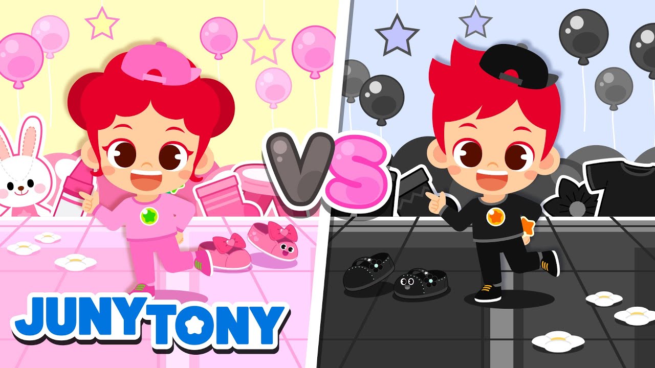 Pink vs Black 🎀🖤 | Color Songs Compilation for Kids 🎨 | Learn Colors with JunyTony