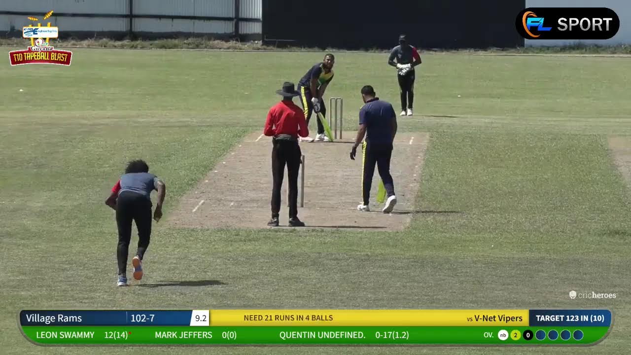 Kares One Guyana T10 Tapeball Blast Quarter-finals Village Rams vs Vnet Vipers