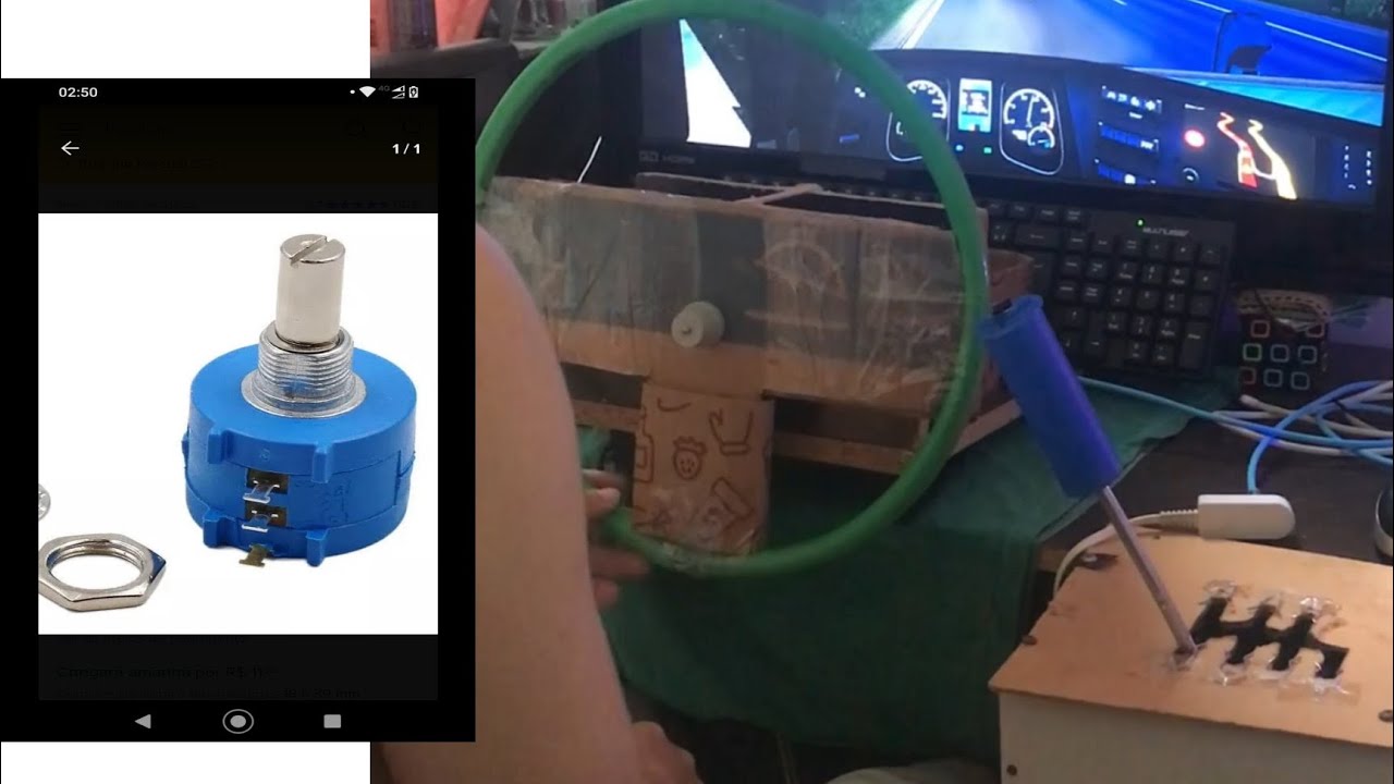 Volante caseiro com potenciômetro multivoltas e controle de Xbox !!!