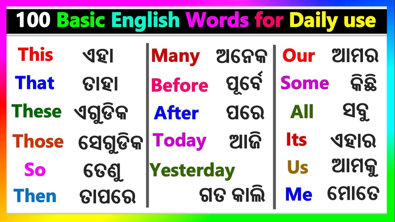 Basic ଓଡ଼ିଆ English Words for Spoken English | Spoken English Easy Words | Speaking English in Odia
