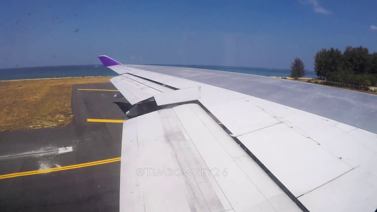 Thai 747-400 Takeoff Phuket(VTSP) Boeing Wing View
