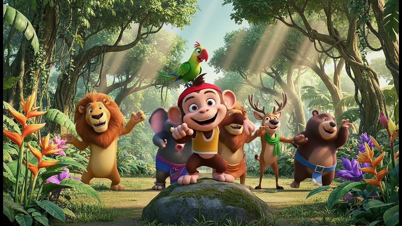 🍃லா லா லா பாடலாம் | வண்ண வண்ண காட்டுக்குள்ளே | Tamil Kids Dance Rhyme🍃