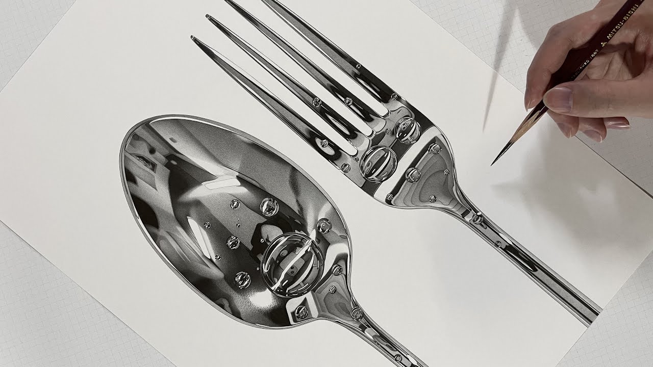 鉛筆画 スプーンとフォーク・Pencil Drawing Spoon & Fork