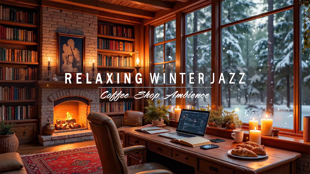 Jazz Relaxing Music to Study, Work ⛄ Winter Coffee Shop Ambience with Warm Jazz Instrumental Music