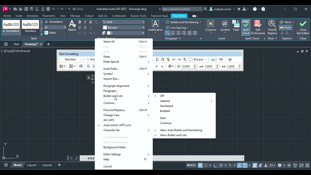 Know about MTEXT, TEXT -Customization | AutoCAD MTEXT Settings in CAEG lab