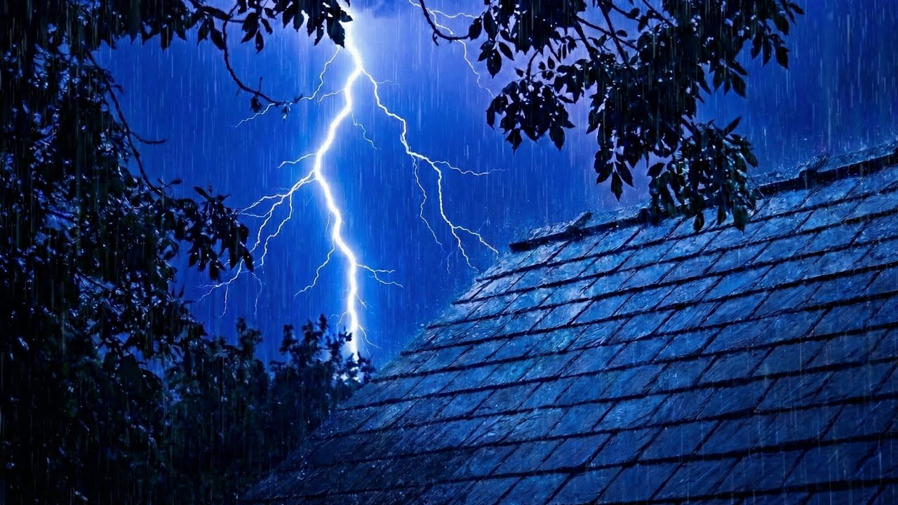 Deep Sleep with Rain and Thunder Sounds on Tin Roof ⛈️💤