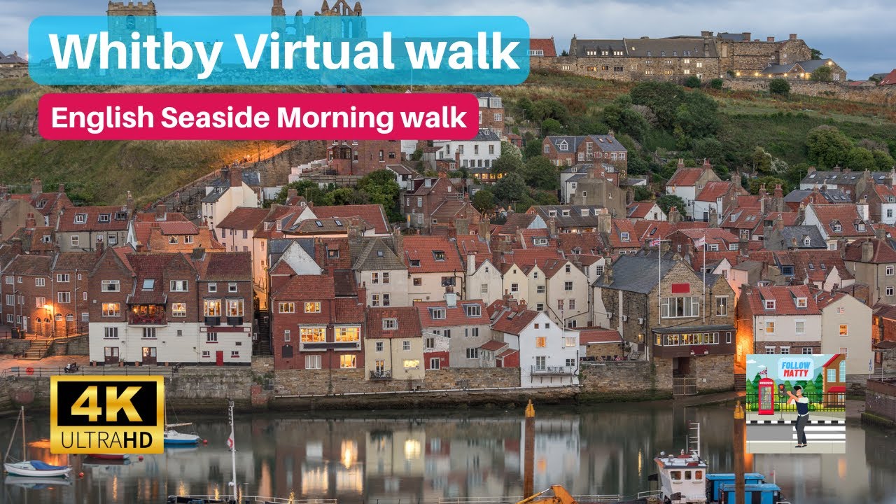 Walking Tour 4k - Early Morning  - English Seaside Town