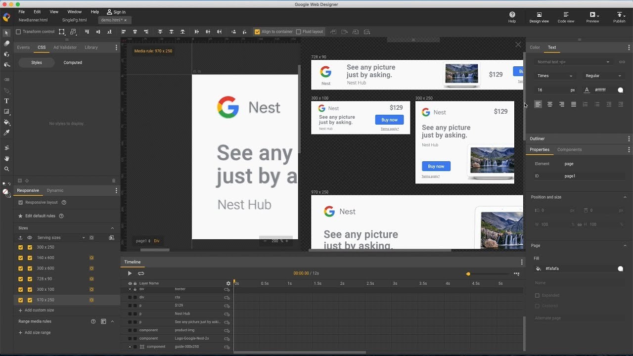 Учебное пособие по адаптивной кампании — Google Web Designer