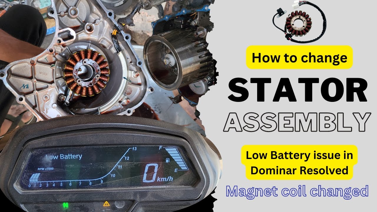 How to fix Dominar Low battery issue | Battery Charging Issue | Stator Coil  change | #bajajdominar
