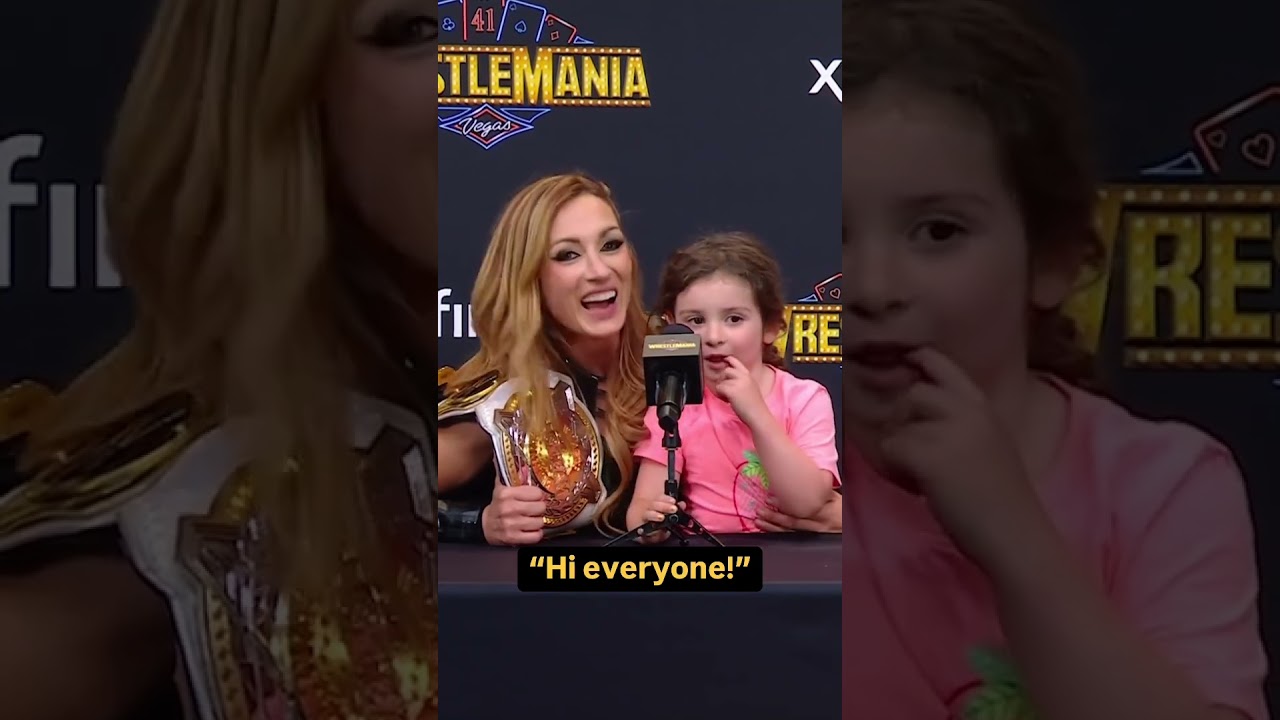 Becky Lynch And Roux At WrestleMania Press Conference #wwe #wwewrestler #wwesuperstar