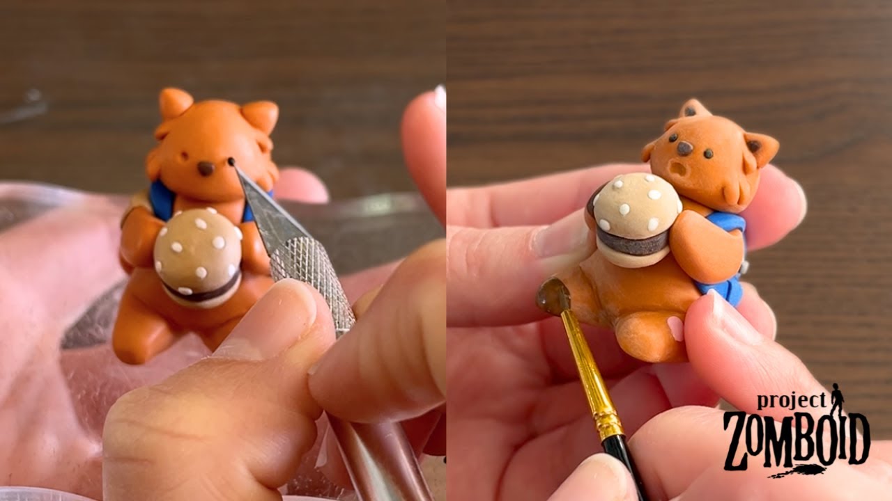 creating spiffo from project zomboid 🦝 🧟 | polymer clay figurine