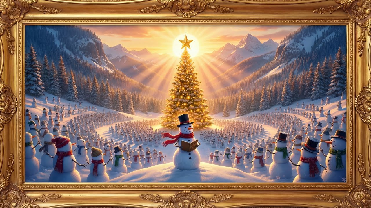Christmas Day Sunrise 🎄 | Snowman’s Christmas Journey (Finale) | Luxury 4K Christmas TV Art