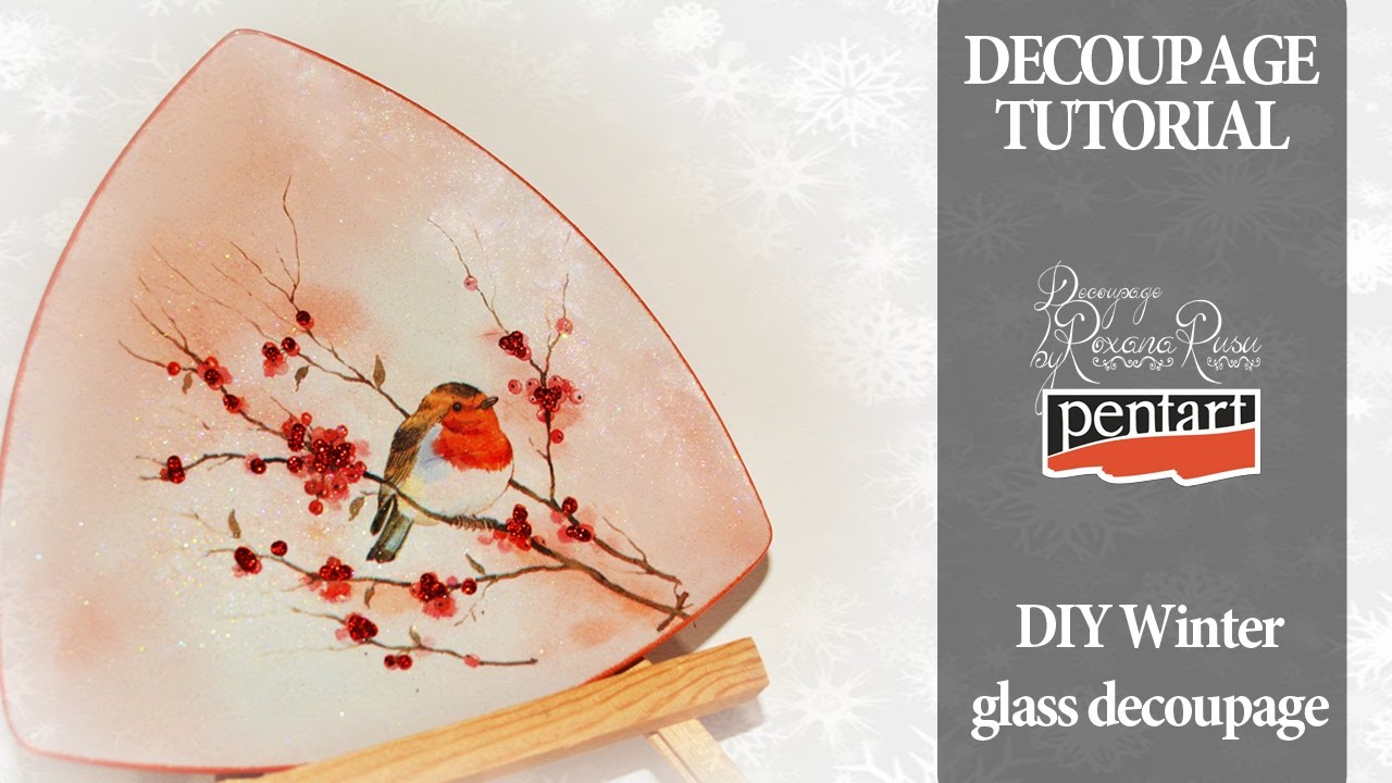 How to decoupage on glass - Winter glass plate decoupage tutorial