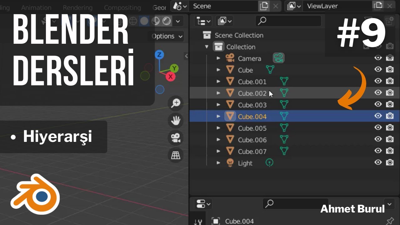 Blender Dersleri - Hiyerarşi Penceresi - 100 Derste Blender 3D #9
