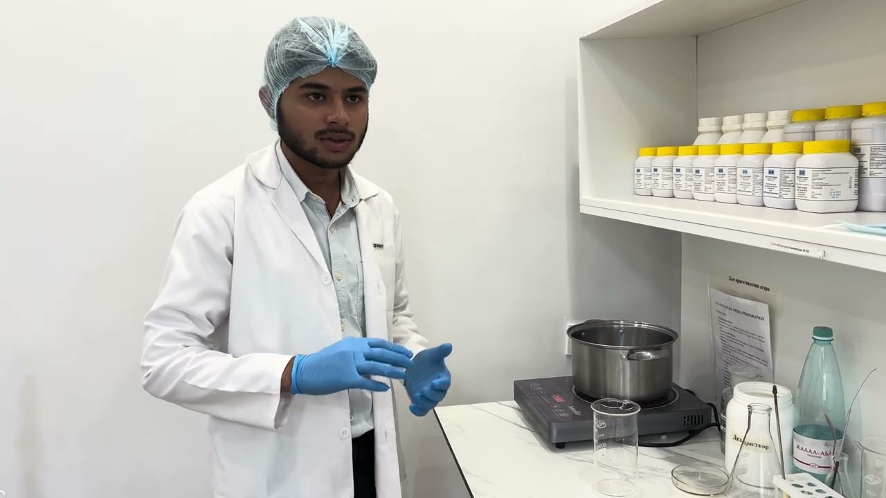 Microbiologist-Researcher Student  Agar Preparation