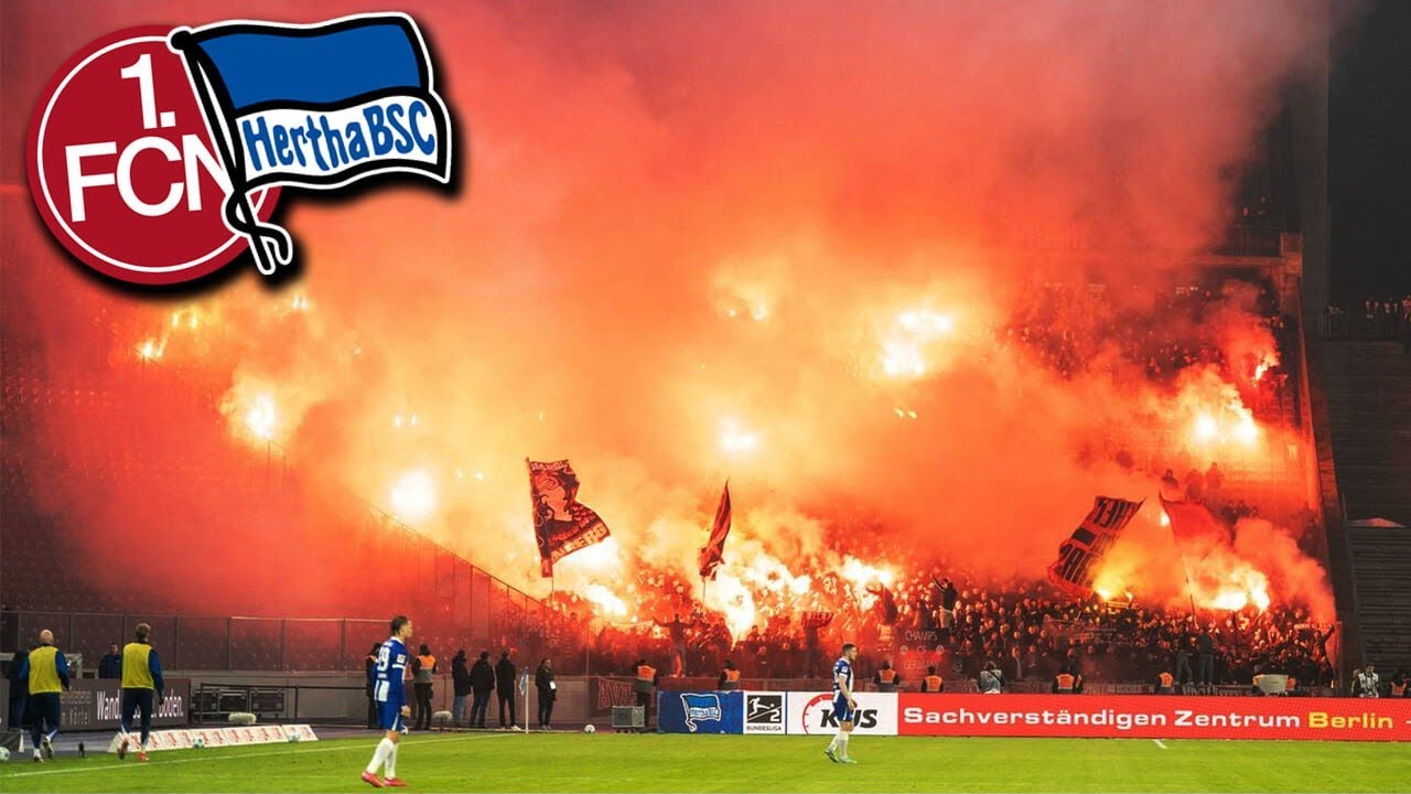 FCN-Fans mit großer Pyroshow in Berlin | Hertha BSC - 1. FC Nürnberg