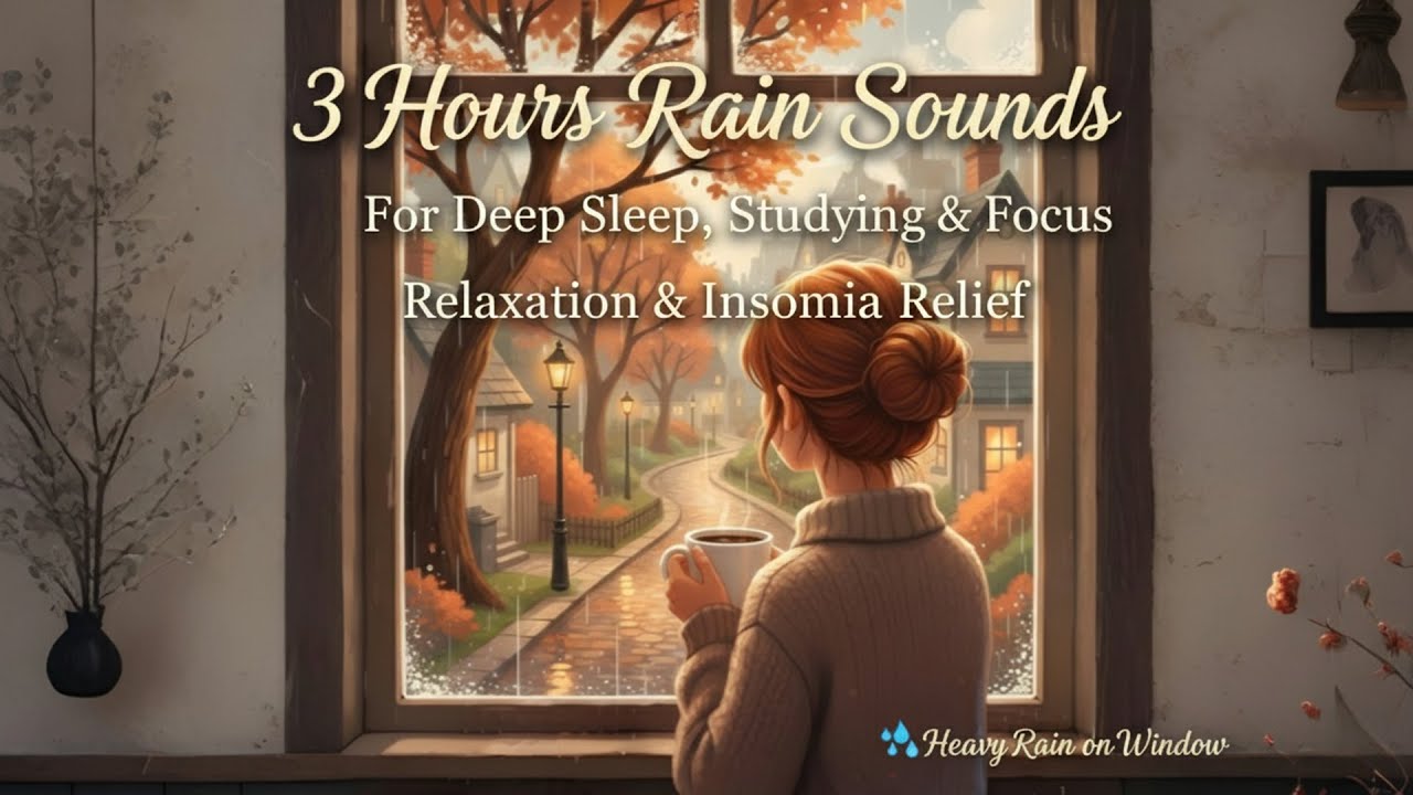 3 Hours Rain Sounds for Deep Sleep, Studying & Focus 🌧️ Heavy Rain for Relaxation & Insomnia Relief