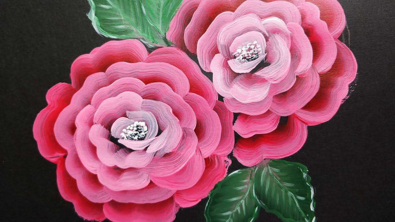 simple One Stroke Painting | Easy flower painting ideas| beautiful flower painting