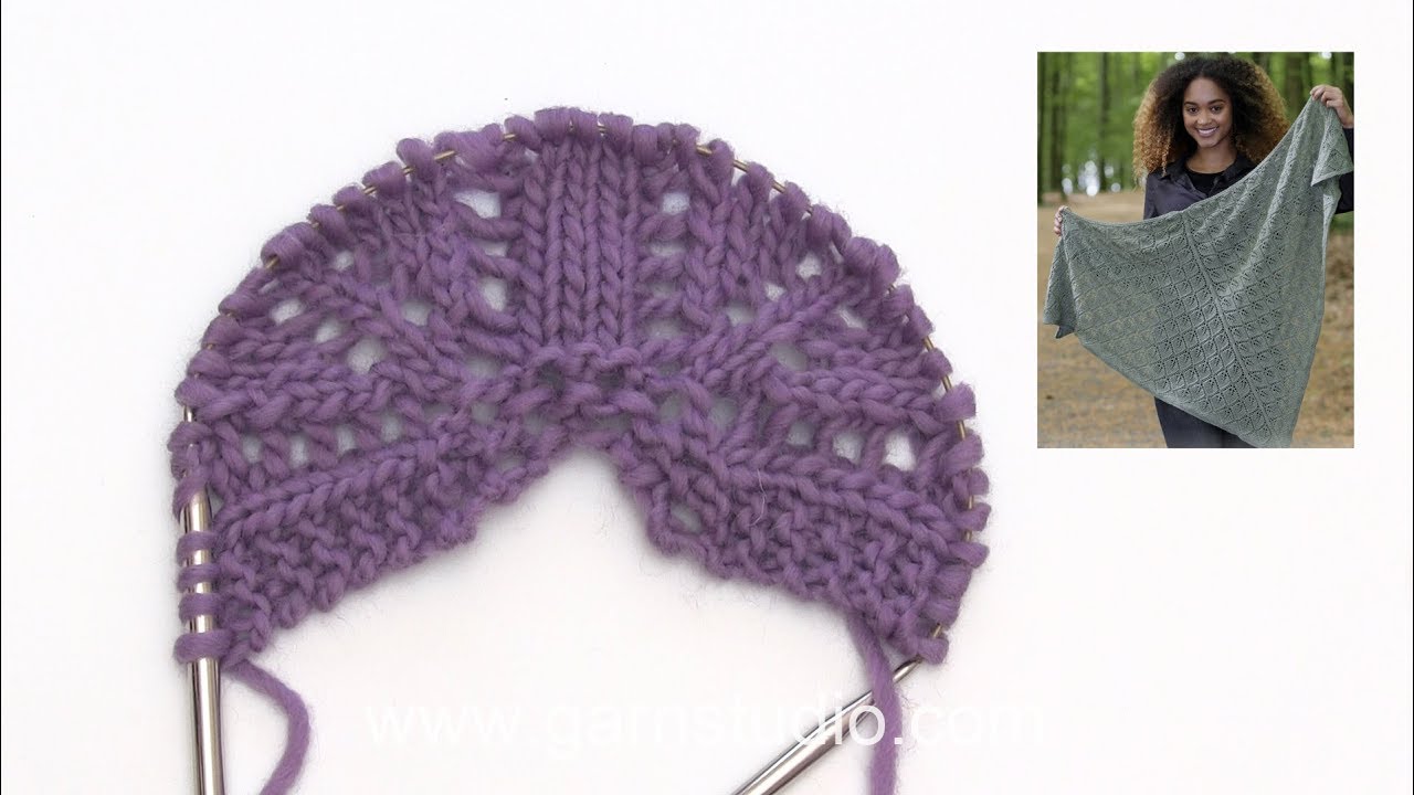How to knit the shawl with lace pattern in DROPS 180-5