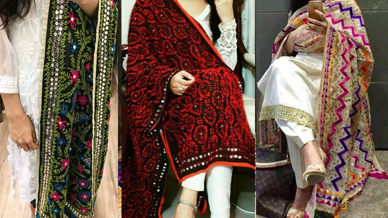 Chikankari kurta with phulkari Dupatta | chikankari embroidery kurtis | phulkari dupatta