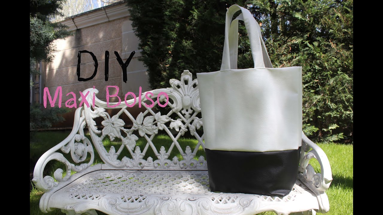 DIY: Maxi bolso de cuero blanco y negro / DIY leather black and white bag