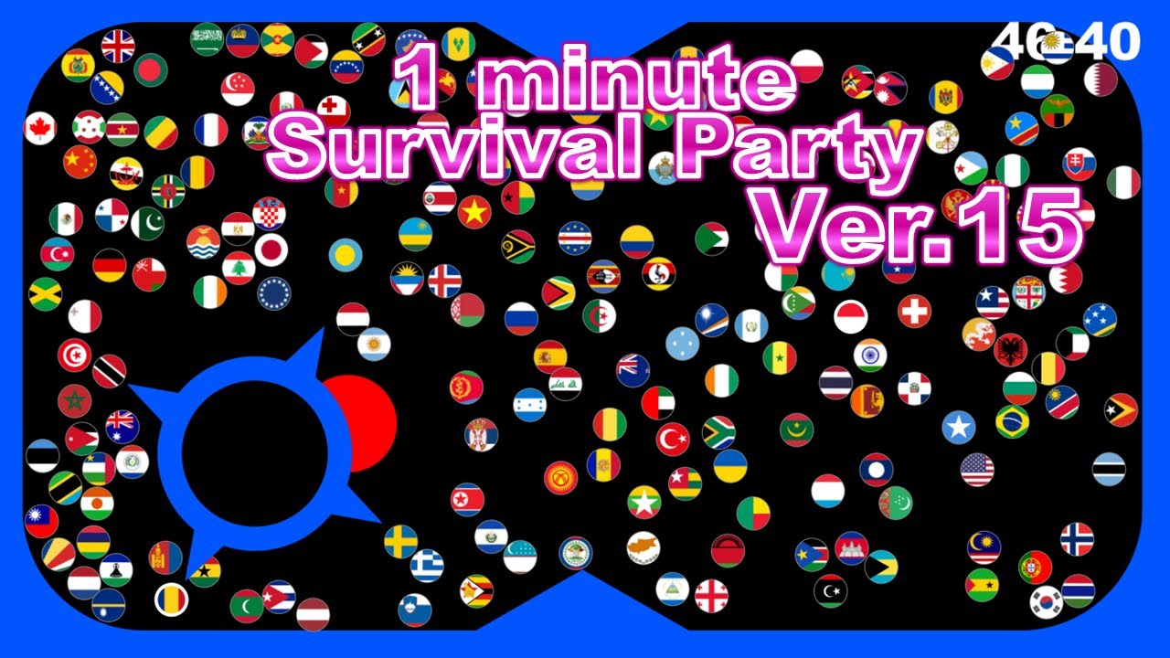 1 minute survival party.Ver15 ~200 countries marble race~ in Algodoo | Marble Factory