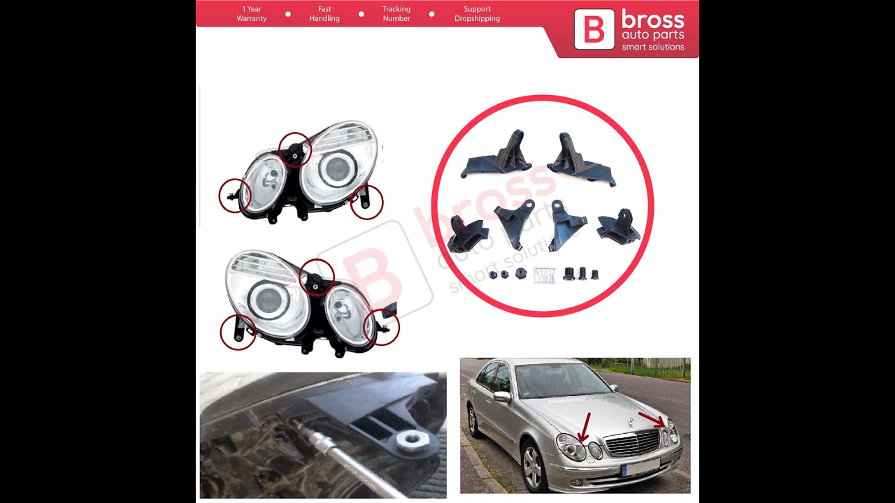 BHL17+BHL18 Headlight Headlamp Repair Brackets Left Right for Mercedes E Class W211 S211 2002-2009