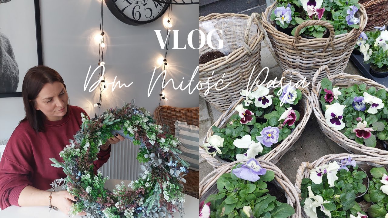 Sadzę bratki/ Metamorfoza wieńca na drzwi/ Wiosenne dekoracje przed domem/ Spring decorations