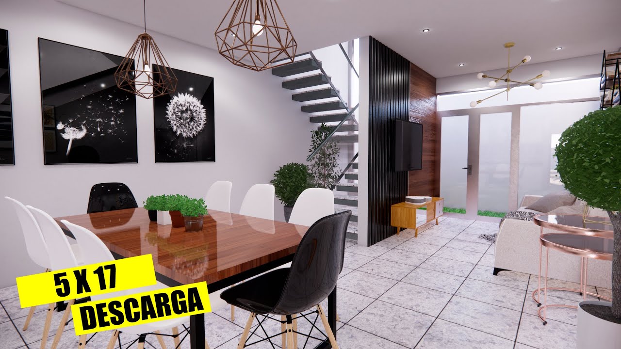 Casa de 5 X 17 de DOS PISOS y 3 HABITACIONES / House Plans 5 X 17 / Rumah 5 X 17