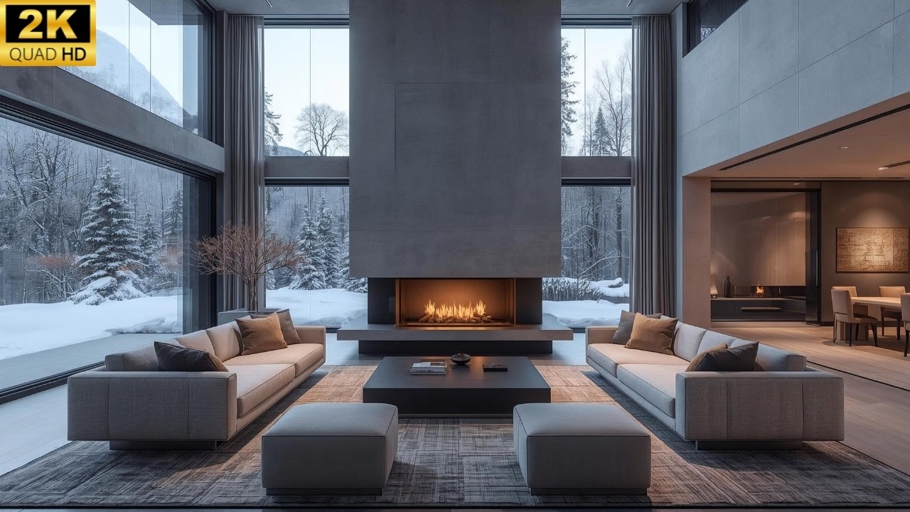 Luxury Grand Cabin Interior with Fireplace for Focus, Sleep & Relaxation ✨