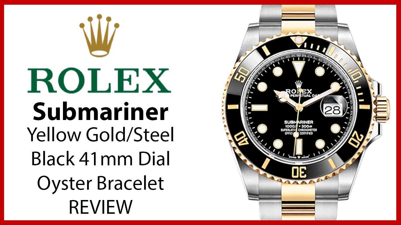▶Часы Rolex Submariner из желтого золота/стали, черный циферблат 41 мм, керамический безель, брас...
