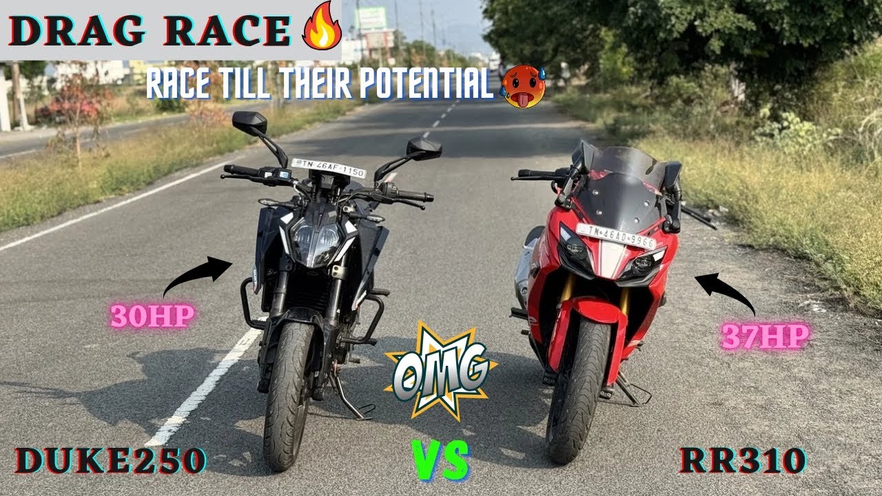 Apache RR310 vs KTM Duke250 - Drag Race🔥/Race Till Their Potential💪/Close Calls🤯/Result?/Let's End🤫