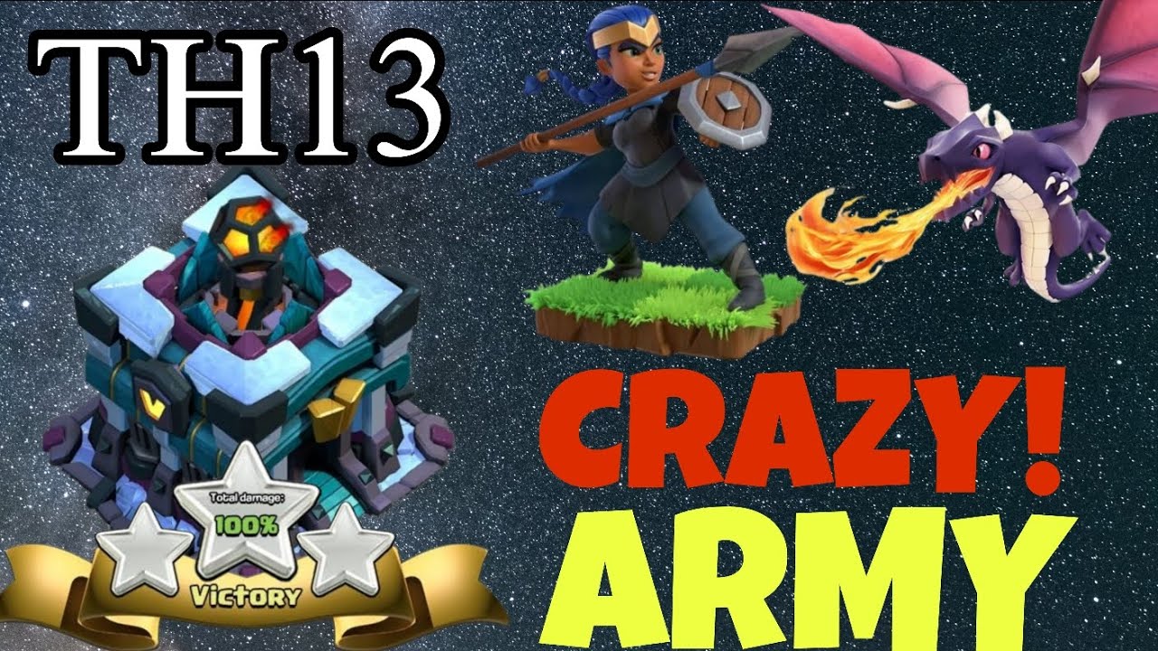 TH13 Crazy Army 🔥 RC Charge + MASS Dragons | 3 Star Attack Strategy | Clash of Clans