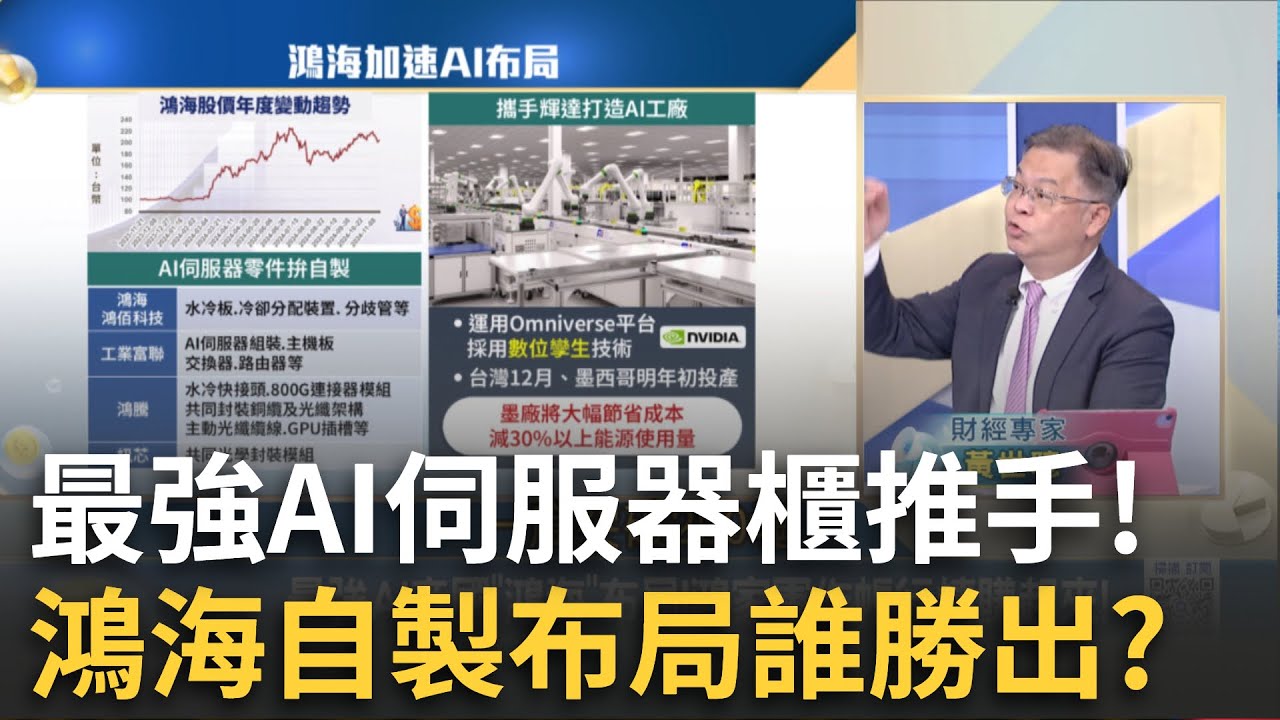 鴻海攻AI伺服器大分工? 關鍵零組件自製拚毛利率!輝達財報佳帶旺概念股 