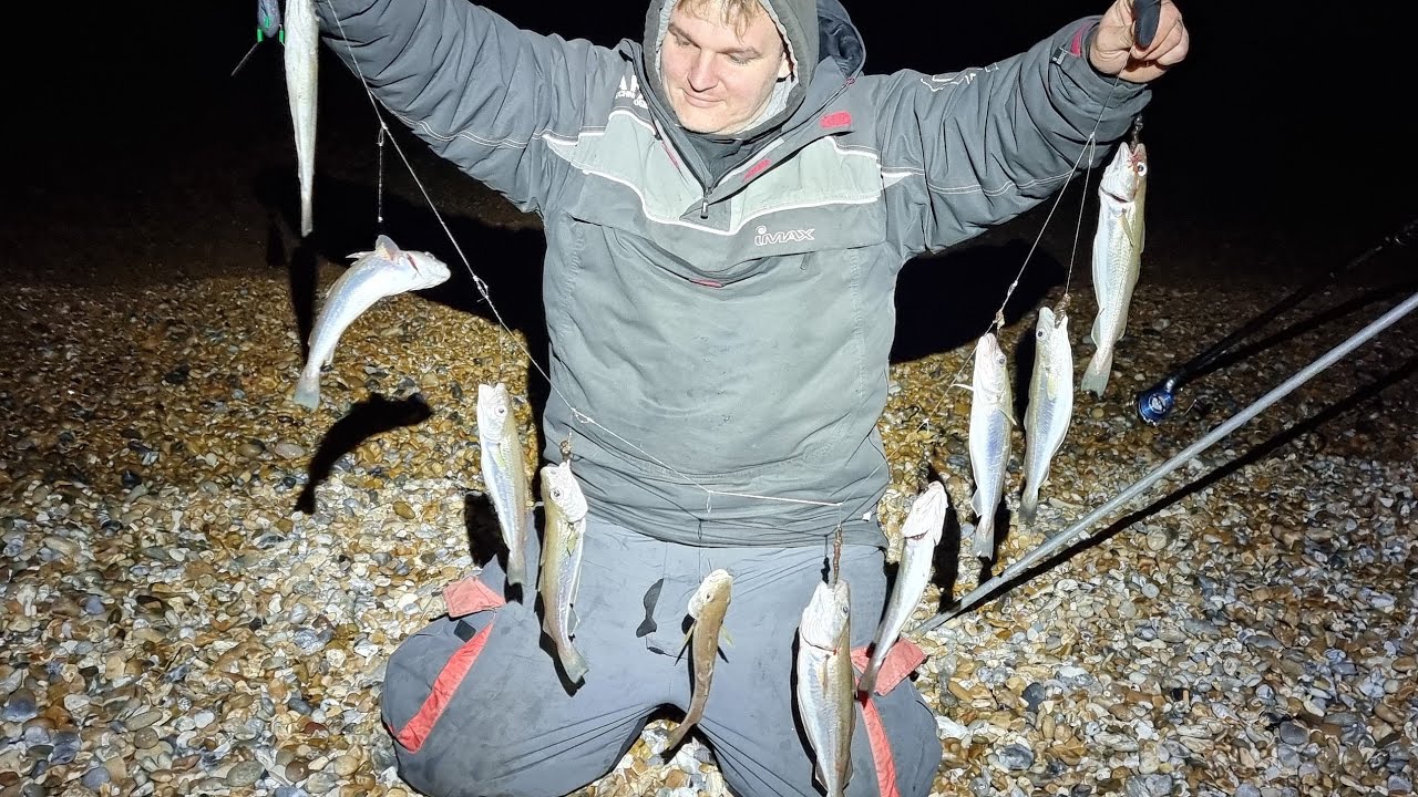 beach fishing on the world famous dungeness beach catching 10 fish a cast - sea fishing uk 2021