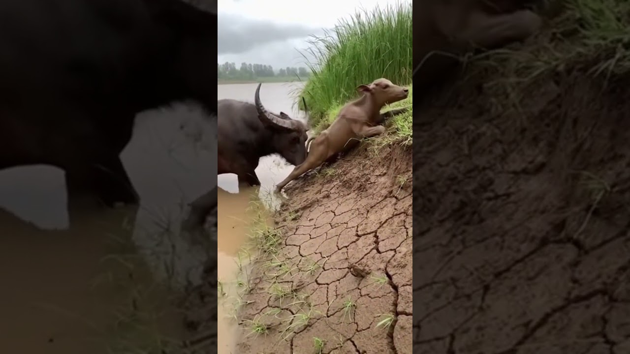 Buffalo's Brave Rescues Calf from Landslide! 