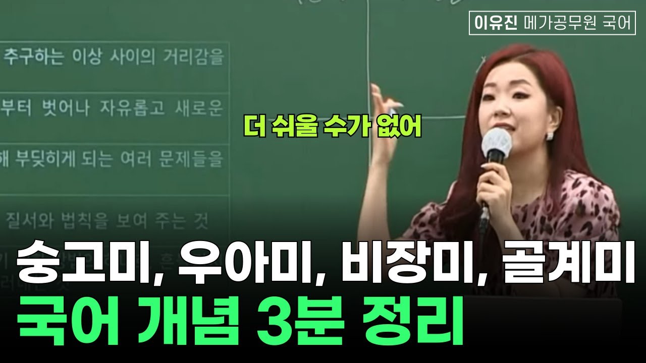 헷갈리는 국어 개념 정리! 숭고미, 우아미, 비장미, 골계미ㅣ이유진 국어 메가공무