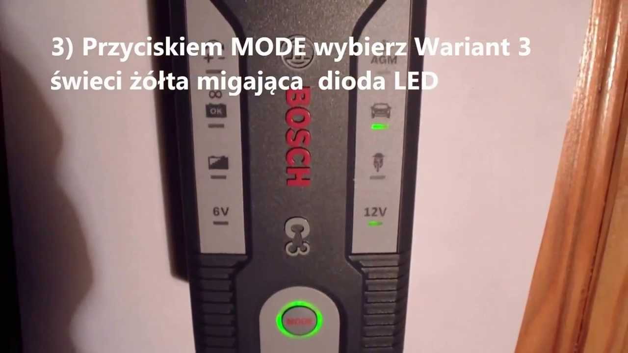Obsługa  prostownika automatycznego  BOSCH C3  i ładowanie akumulatora samochodowego 12V