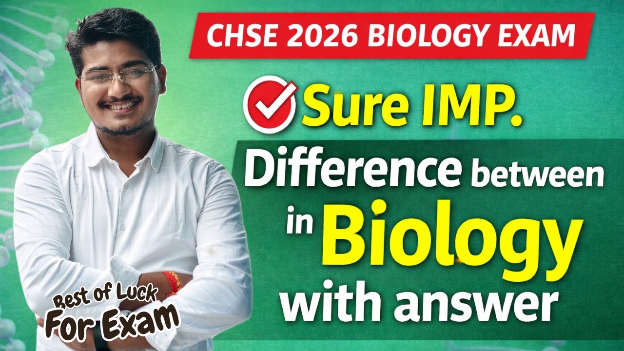 Sure Shot IMP Difference Between for CHSE 2026 With Answer #chseodisha #cbse12thbiology #neet