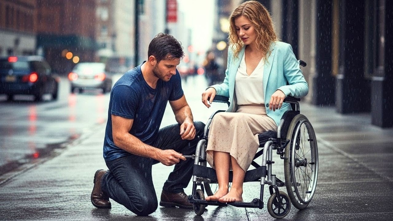 He Fixed Her Wheelchair in the Rain—Not Knowing She Was the New Boss. #emotionalstory #movie #film