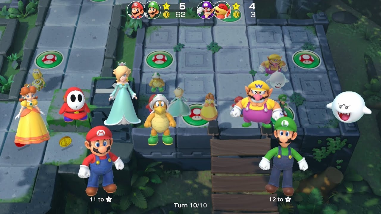 Super Mario Party Partner Party #581 Domino Ruins Treasure Hunt Mario & Luigi vs Waluigi & Pom Pom