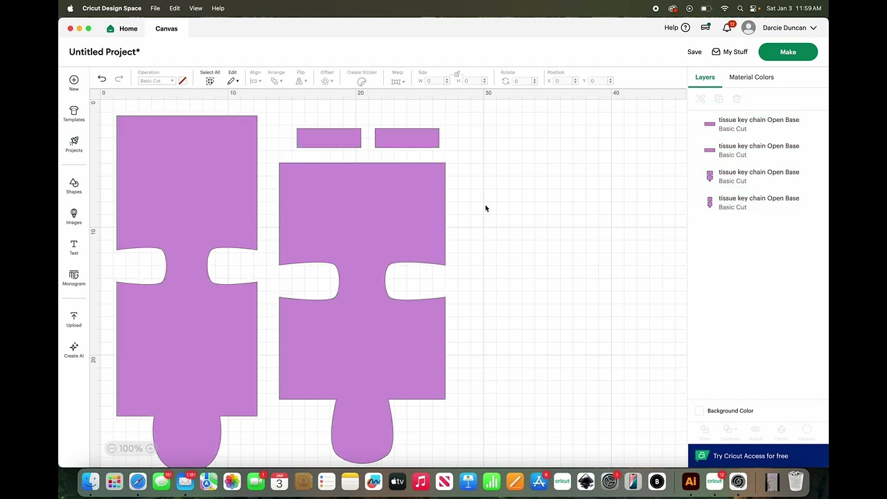 How to Upload a Tissue Holder Keychain SVG in Cricut Design Space | Beginner Tutorial