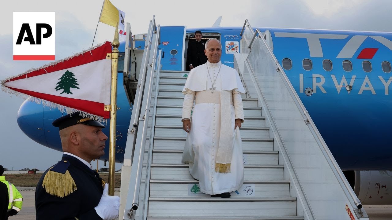 Pope Leo XIV arrives in Lebanon in a bid to bring hope to a war-wracked region